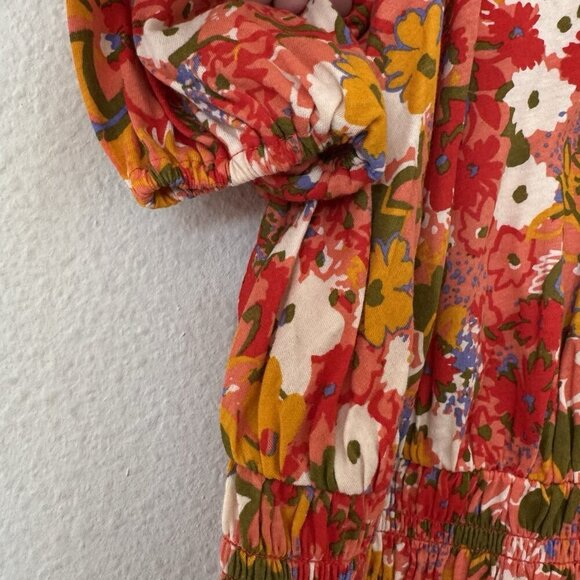 LOFT Outlet Womens Floral Ruched Top Blouse Size Small Smocked Waist - Picture 2 of 5